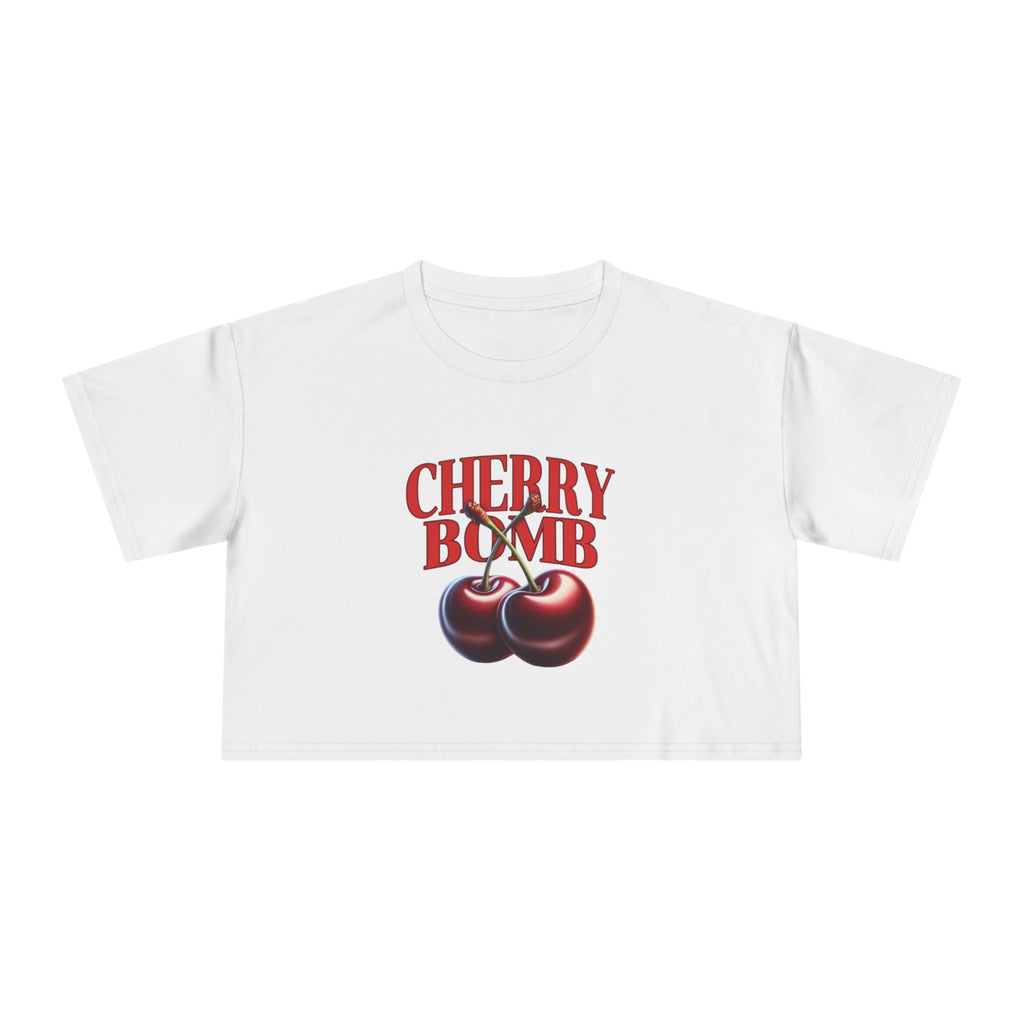 Cherry Bomb Crop Tee – Retro Cherry Graphic Women's Crop Top