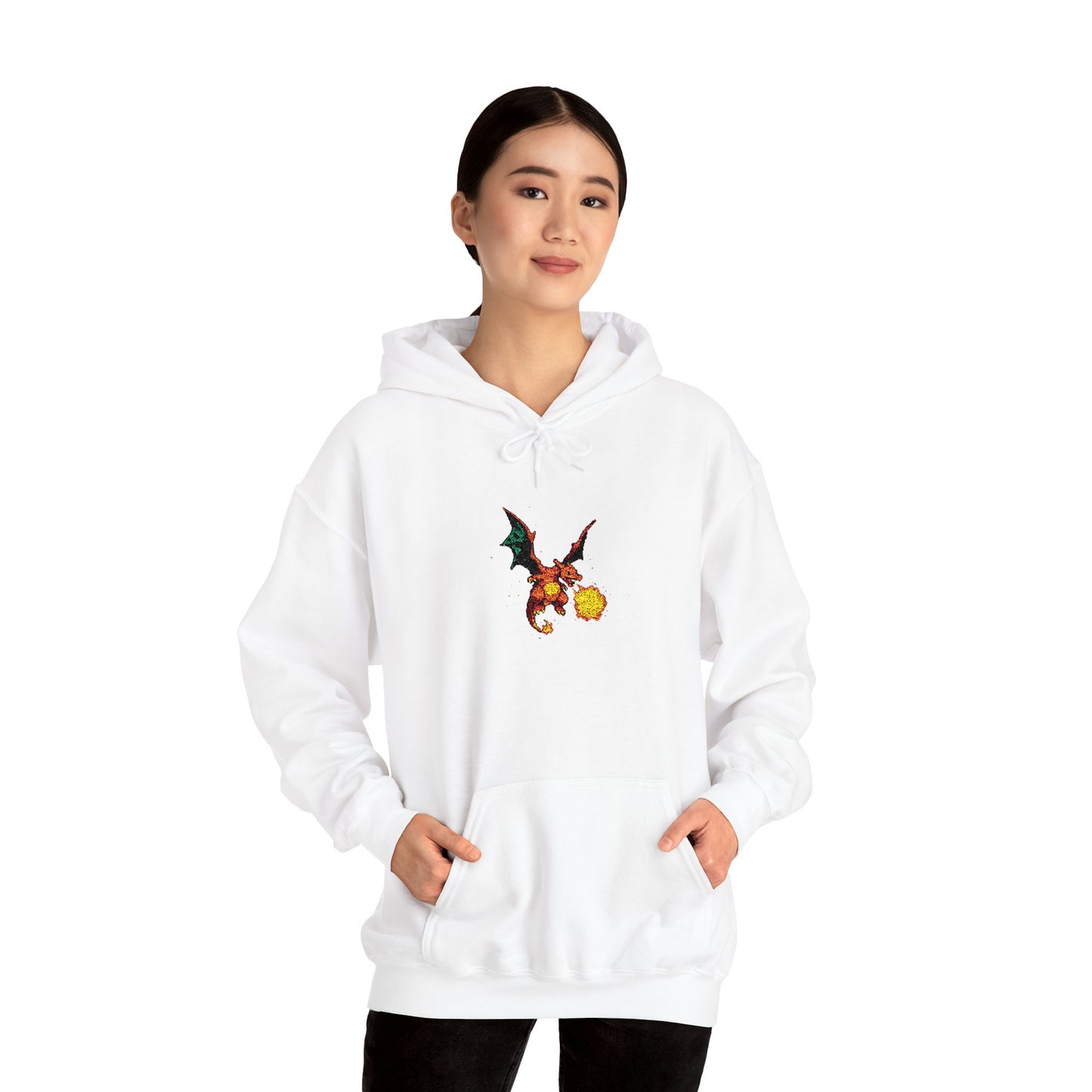 Dragon Breath Hoodie — Small Fiery Dragon Graphic Pullover