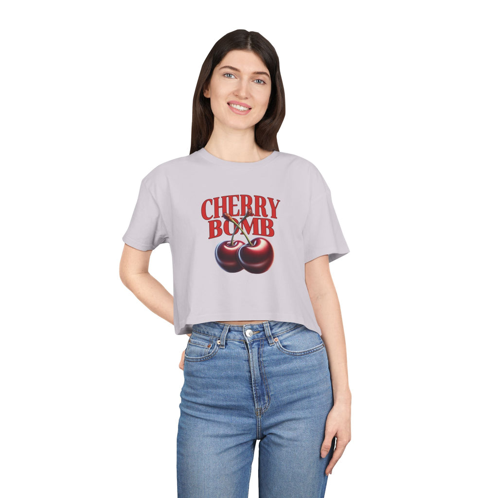 Cherry Bomb Crop Tee – Retro Cherry Graphic Women's Crop Top